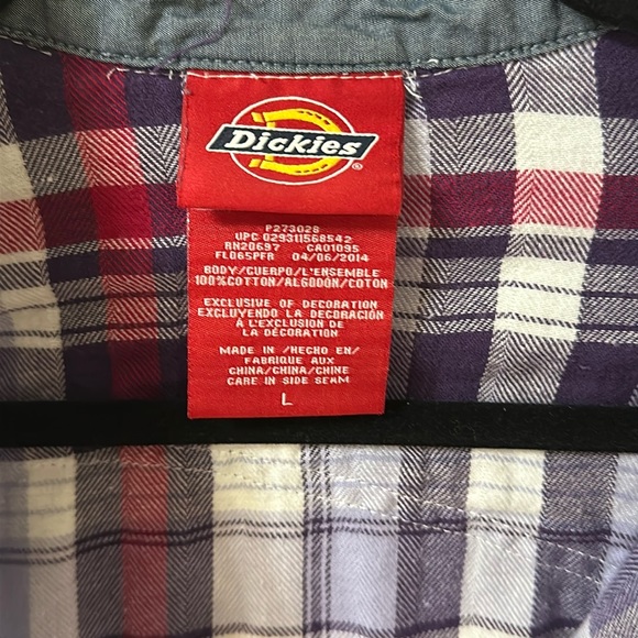 Dickies Women’s Button Down Flannel, Size L - Picture 2 of 4